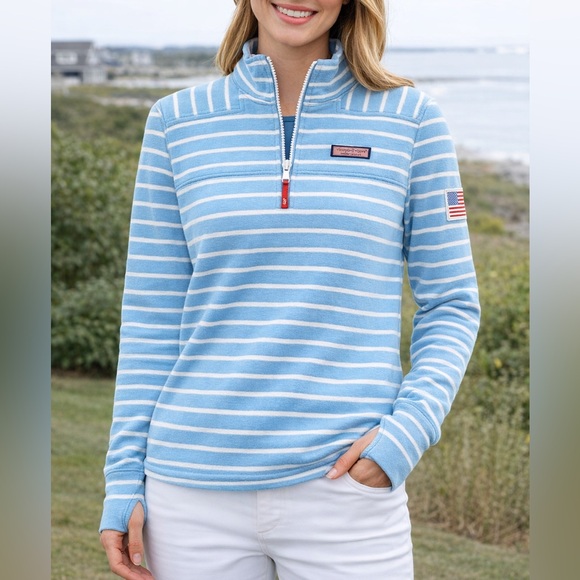 Vineyard Vines Tops - Vineyard Vines Women’s Quarter Zip Pullover Light Blue – Small